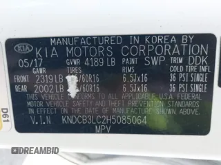 2017 Kia Niro FE with VIN KNDCB3LC2H5085064, listed as a IAAI auction lot 41532004 with 147,057 mi miles. Bid and sale history available at carsss.com. Image 9.