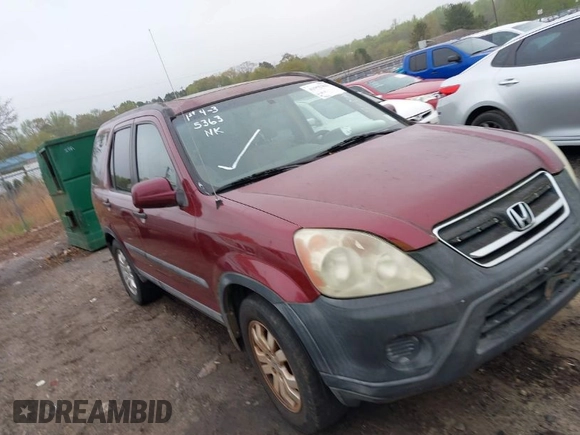 2005 Honda CR-V EX with VIN SHSRD78855U325016, listed as a IAAI auction lot 41955363 with 204,335 mi miles. Bid and sale history available at carsss.com. Image 1.