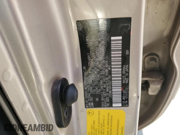 2007 Toyota Highlander Hybrid w/3rd Row with VIN JTEDW21A970021759, listed as a Copart auction lot 71891704 with 0 mi miles and Salvage Title. Bid and sale history available at carsss.com. Image 14.