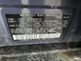 2014 Subaru Outback 2.5i Limited with VIN 4S4BRCPC7E3315590, listed as a Copart auction lot 43018345 with 276,296 mi miles and Salvage Title. Bid and sale history available at carsss.com. Image 12.