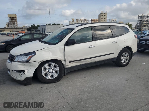 2015 Chevrolet Traverse LS z VIN 1GNKRFKD5FJ149287, wystawiony jako Copart lot #58641485 z przebiegiem 154 681 mil mil oraz Szkoda całkowita • Salvage title. Historia ofert i sprzedaży dostępna na DreamBid. Obrazek 1.