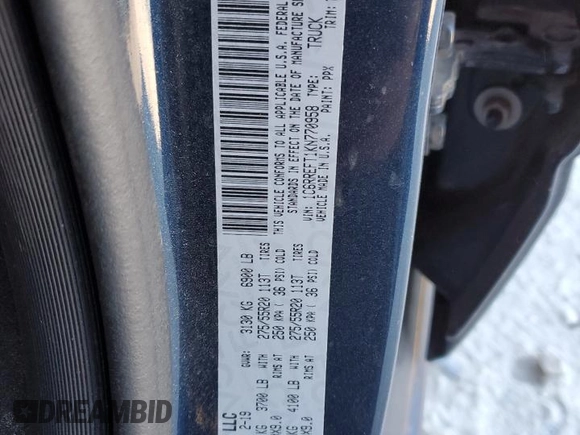 2019 Ram 1500 Big Horn z VIN 1C6RREFT1KN770958, wystawiony jako Copart lot #74503413 z przebiegiem 37 372 mil mil oraz Szkoda całkowita • Salvage title. Historia ofert i sprzedaży dostępna na DreamBid. Obrazek 12.