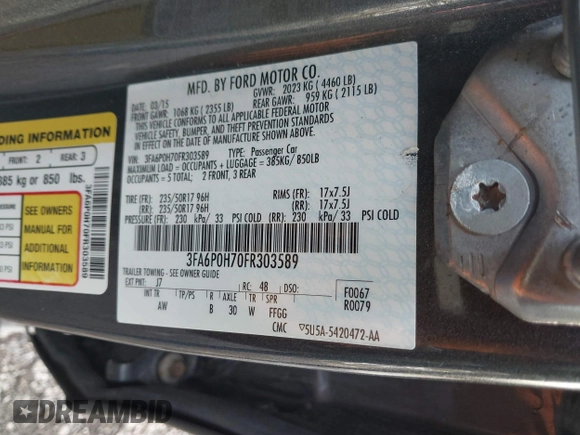 2015 Ford Fusion SE z VIN 3FA6P0H70FR303589, wystawiony jako IAAI lot #41505903 z przebiegiem 206 307 mil mil oraz . Historia ofert i sprzedaży dostępna na DreamBid. Obrazek 9.