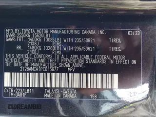 2023 Lexus RX 350 with VIN 2T2BAMCA1PC015877, listed as a IAAI auction lot 42030702 with 17,147 mi miles and . Bid and sale history available at DreamBid. Image 9.
