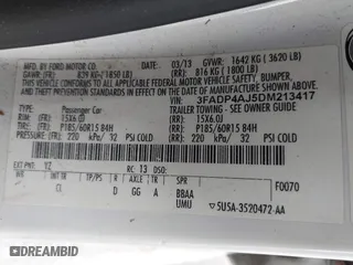 2013 Ford Fiesta S with VIN 3FADP4AJ5DM213417, listed as a IAAI auction lot 42023314 with 65,261 mi miles. Bid and sale history available at carsss.com. Image 9.