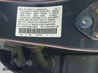 2019 Honda Civic Sedan Sport with VIN 2HGFC2F88KH556681, listed as a IAAI auction lot 41585019 with 92,349 mi miles. Bid and sale history available at carsss.com. Image 9.