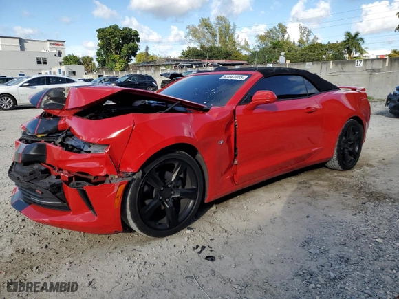 2018 Chevrolet Camaro 1LT with VIN 1G1FB3DXXJ0106642, listed as a Copart auction lot 43841085 with 66,467 mi miles and Salvage Title. Bid and sale history available at carsss.com. Image 1.