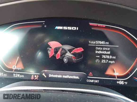 2020 BMW 5 Series M550i xDrive z VIN WBAJS7C07LCD85532, wystawiony jako IAAI lot #41518071 z przebiegiem 57 645 mil mil oraz . Historia ofert i sprzedaży dostępna na DreamBid. Obrazek 7.