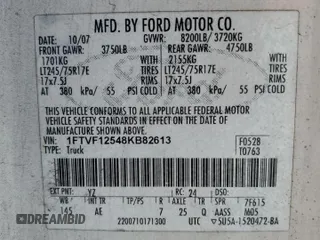 2008 Ford F-150 XL with VIN 1FTVF12548KB82613, listed as a Copart auction lot 44939455 with 281,353 mi miles and Salvage title. Bid and sale history available at DreamBid. Image 12.