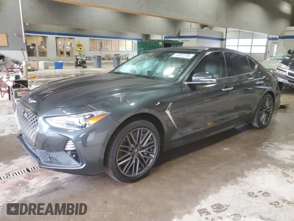 2019 Genesis G70 Dynamic with VIN KMTG34LE2KU019750, listed as a Copart auction lot 43602185 with 23,027 mi miles and Salvage Title. Bid and sale history available at DreamBid. Image 1.
