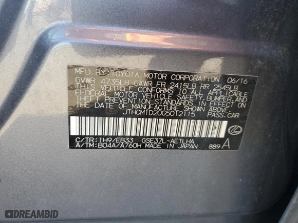 2016 Lexus IS 300 with VIN JTHCM1D20G5012115, listed as a Copart auction lot 73808184 with 87,392 mi miles and Salvage Title. Bid and sale history available at carsss.com. Image 12.