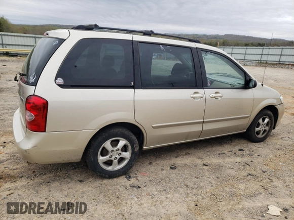 2002 Mazda MPV LX with VIN JM3LW28J120310009, listed as a Copart auction lot 51272115 with 98,847 mi miles and Salvage title. Bid and sale history available at DreamBid. Image 3.