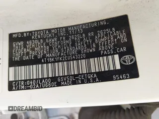 2014 Toyota Camry SE with VIN 4T1BK1FK2EU543220, listed as a IAAI auction lot 41416785 with 198,011 mi miles. Bid and sale history available at carsss.com. Image 9.