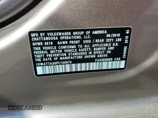 2015 Volkswagen Passat Limited Edition Edition z VIN 1VWAT7A33FC103074, wystawiony jako Copart lot #49218995 z przebiegiem 67 482 mil mil oraz Szkoda całkowita • Salvage title. Historia ofert i sprzedaży dostępna na DreamBid. Obrazek 12.