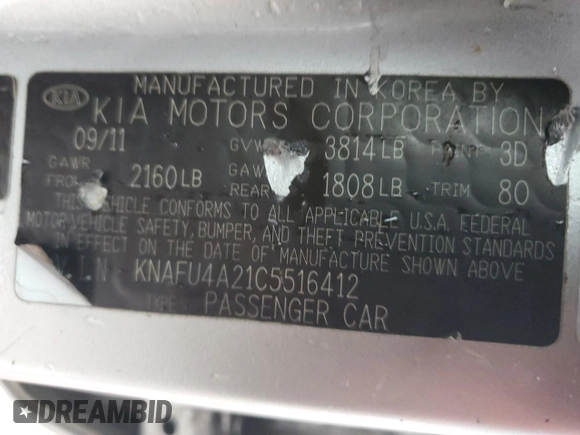 2012 Kia Forte EX with VIN KNAFU4A21C5516412, listed as a Copart auction lot 72630114 with 303,809 mi miles and Salvage Title. Bid and sale history available at carsss.com. Image 13.