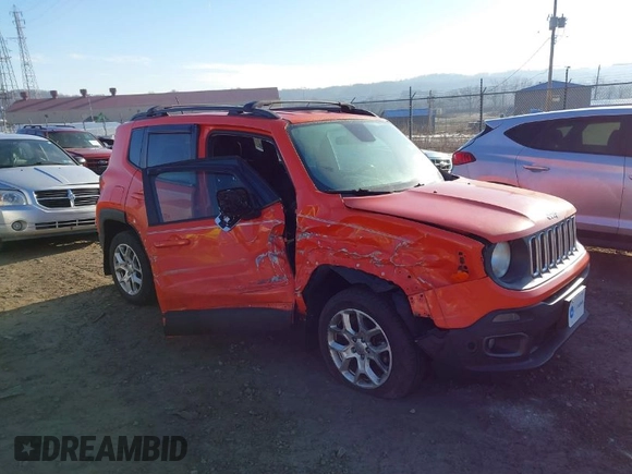 2015 Jeep Renegade Latitude with VIN ZACCJBBT2FPB22309, listed as a IAAI auction lot 41451716 with 93,027 mi miles and . Bid and sale history available at DreamBid. Image 1.