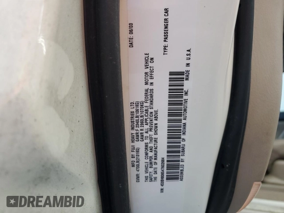 2004 Subaru Legacy Outback L.L. Bean with VIN 4S3BH806547602684, listed as a Copart auction lot 53128755 with 85,101 mi miles and Salvage title. Bid and sale history available at DreamBid. Image 14.
