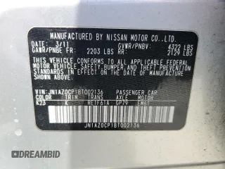2011 Nissan LEAF SL-e z VIN JN1AZ0CP1BT002136, wystawiony jako Copart lot #57594155 z przebiegiem 54 471 mil mil oraz Czysty tytuł • Clean title. Historia ofert i sprzedaży dostępna na DreamBid. Obrazek 12.