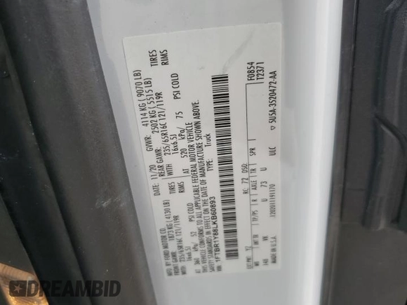 2020 Ford Transit Cargo with VIN 1FTBR1Y88LKB60893, listed as a Copart auction lot 71268874 with 69,359 mi miles and Salvage Title. Bid and sale history available at DreamBid. Image 12.