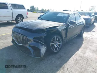2025 Genesis G70 2.5T with VIN KMTG34SC7SU156246, listed as a IAAI auction lot 42788575 with 7,842 mi miles and . Bid and sale history available at DreamBid. Image 6.
