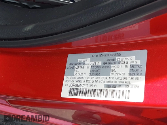 2021 Mazda CX-5 Grand Touring with VIN JM3KFADM6M1373111, listed as a IAAI auction lot 42784431 with 14,374 mi miles and . Bid and sale history available at DreamBid. Image 9.