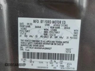 2006 Ford F-150 STX with VIN 1FTRX14W06NA26827, listed as a Copart auction lot 54940365 with 171,077 mi miles and Salvage title. Bid and sale history available at DreamBid. Image 12.