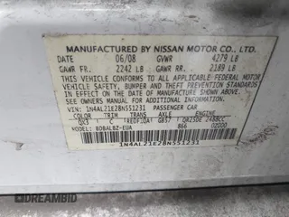 2008 Nissan Altima 2.5 SL with VIN 1N4AL21E28N551231, listed as a IAAI auction lot 42034911 with 139,853 mi miles. Bid and sale history available at carsss.com. Image 9.