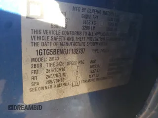 2018 GMC Canyon 2WD with VIN 1GTG5BEN6J1132787, listed as a Copart auction lot 87250264 with 61,782 mi miles and Salvage Title. Bid and sale history available at carsss.com. Image 12.