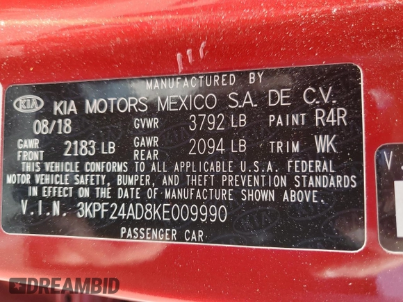 2019 Kia Forte LXS with VIN 3KPF24AD8KE009990, listed as a Copart auction lot 49053665 with 89,216 mi miles and Clean Title. Bid and sale history available at carsss.com. Image 12.