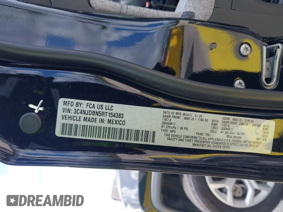 2024 Jeep Compass Latitude with VIN 3C4NJDBN5RT154383, listed as a IAAI auction lot 41938003 with 18,883 mi miles and . Bid and sale history available at DreamBid. Image 9.