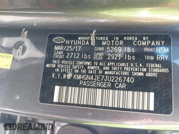 2018 Genesis G80 3.8L z VIN KMHGN4JE7JU226740, wystawiony jako IAAI lot #41821284 z przebiegiem 87 081 mil mil oraz . Historia ofert i sprzedaży dostępna na DreamBid. Obrazek 9.