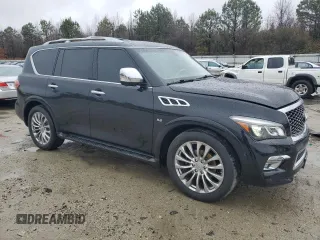 2016 Infiniti QX80 Limited with VIN JN8AZ2NE6G9122432, listed as a Copart auction lot 44016725 with 138,446 mi miles and Salvage title. Bid and sale history available at DreamBid. Image 4.