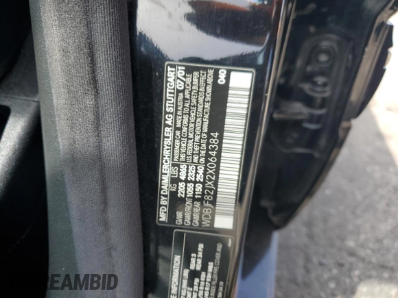 2002 Mercedes-Benz E-Class with VIN WDBJF82JX2X064384, listed as a Copart auction lot 53058325 with 188,440 mi miles and Salvage Title. Bid and sale history available at carsss.com. Image 12.