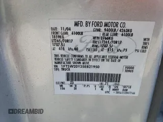 2005 Ford F-250 with VIN 1FTSW20Y35EB21950, listed as a Copart auction lot 45047195 with 190,951 mi miles and Salvage title. Bid and sale history available at DreamBid. Image 12.