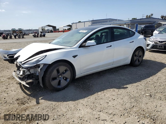 2021 Tesla Model 3 Standard Range Plus with VIN 5YJ3E1EA1MF871986, listed as a Copart auction lot 53389475 with Not Provided miles and Salvage Title. Bid and sale history available at DreamBid. Image 1.