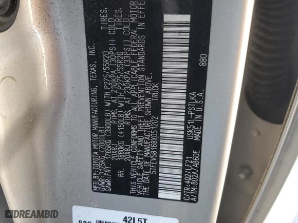 2008 Toyota Tundra 2WD Truck LTD with VIN 5TFEV58168X051202, listed as a Copart auction lot 47401915 with NaN miles and Salvage Title. Bid and sale history available at carsss.com. Image 15.