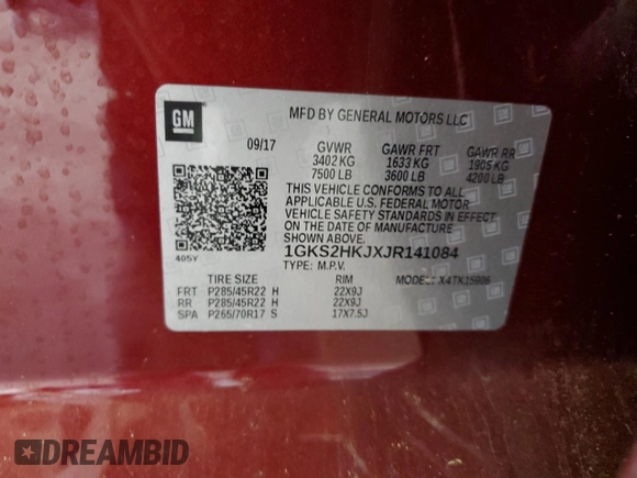 2018 GMC Yukon XL Denali with VIN 1GKS2HKJXJR141084, listed as a Copart auction lot 70080124 with 71,769 mi miles and Salvage Title. Bid and sale history available at carsss.com. Image 14.