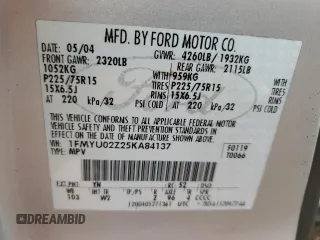 2005 Ford Escape XLS Value with VIN 1FMYU02Z25KA84137, listed as a Copart auction lot 43184705 with 151,605 mi miles and Salvage Title. Bid and sale history available at carsss.com. Image 14.