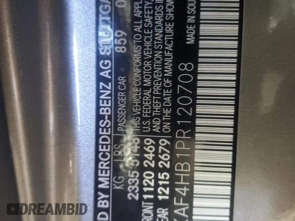 2023 Mercedes-Benz C 300 with VIN W1KAF4HB1PR120708, listed as a Copart auction lot 46120345 with Not Provided miles and Salvage Title. Bid and sale history available at DreamBid. Image 12.