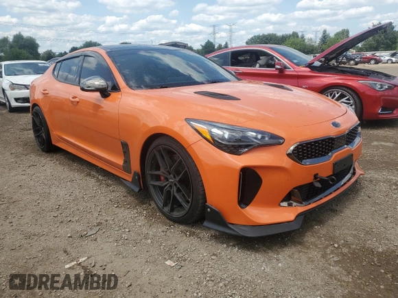 2021 Kia Stinger GT2 with VIN KNAE55LC6M6090748, listed as a Copart auction lot 63906114 with 23,195 mi miles and Salvage Title. Bid and sale history available at carsss.com. Image 4.