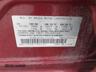 2006 Mazda 3 s with VIN JM1BK324961534203, listed as a IAAI auction lot 41998228 with 124,553 mi miles and . Bid and sale history available at DreamBid. Image 9.