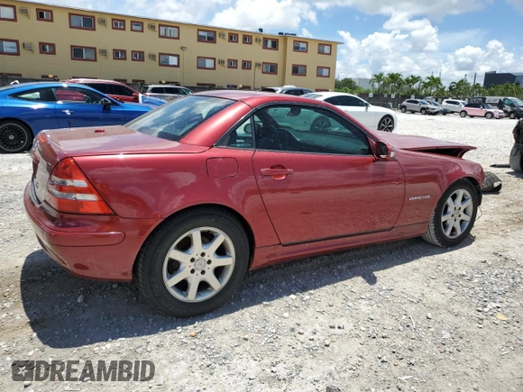 2001 Mercedes-Benz SLK 230 Kompressor with VIN WDBKK49F01F223928, listed as a Copart auction lot 58350145 with 102,651 mi miles and Salvage title. Bid and sale history available at DreamBid. Image 3.
