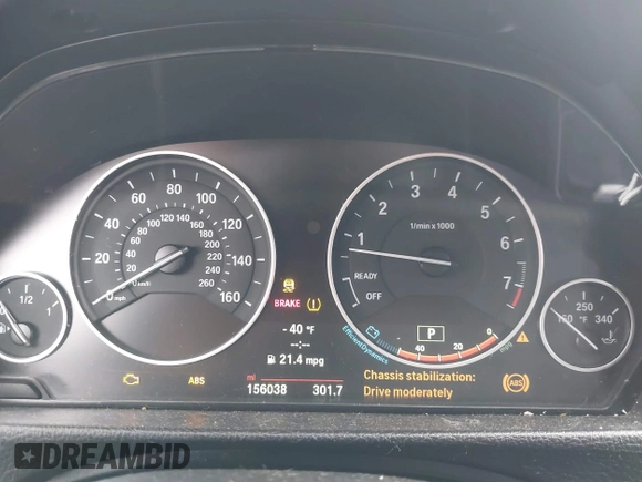 2014 BMW 3 Series 328i with VIN WBA3C1C58EK105766, listed as a IAAI auction lot 41692037 with 156,038 mi miles. Bid and sale history available at carsss.com. Image 7.