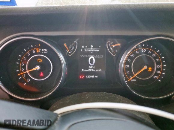 2018 Jeep Wrangler Unlimited Sport with VIN 1C4HJXDG1JW145336, listed as a Copart auction lot 59521635 with 120,089 mi miles and Salvage title. Bid and sale history available at DreamBid. Image 9.