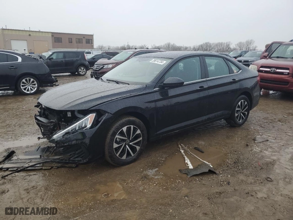 2023 Volkswagen Jetta S with VIN 3VW5M7BU3PM020492, listed as a Copart auction lot 39614734 with 8,951 mi miles and Salvage Title. Bid and sale history available at carsss.com. Image 1.