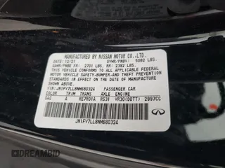 2022 Infiniti Q60 Red Sport 400 with VIN JN1FV7LL8NM680324, listed as a Copart auction lot 41792955 with 36,089 mi miles and Salvage title. Bid and sale history available at DreamBid. Image 12.