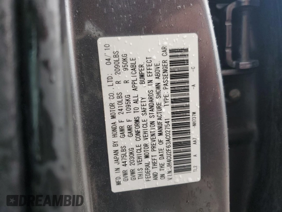 2010 Acura TSX with VIN JH4CU2F63AC027541, listed as a Copart auction lot 48327515 with 227,734 mi miles and Salvage Title. Bid and sale history available at carsss.com. Image 13.