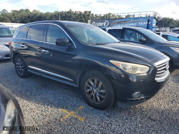 2013 Infiniti JX35 with VIN 5N1AL0MM0DC329435, listed as a Copart auction lot 74147224 with 0 mi miles and Salvage Title. Bid and sale history available at carsss.com. Image 4.