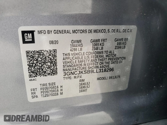 2020 Chevrolet Trax LS с VIN 3GNCJKSB9LL318296, выставлен на аукционе Copart как лот 62844285 с пробегом 76 217 миль миль и Чистый • Clean title. История ставок и продаж доступна на DreamBid. Изображение 12.