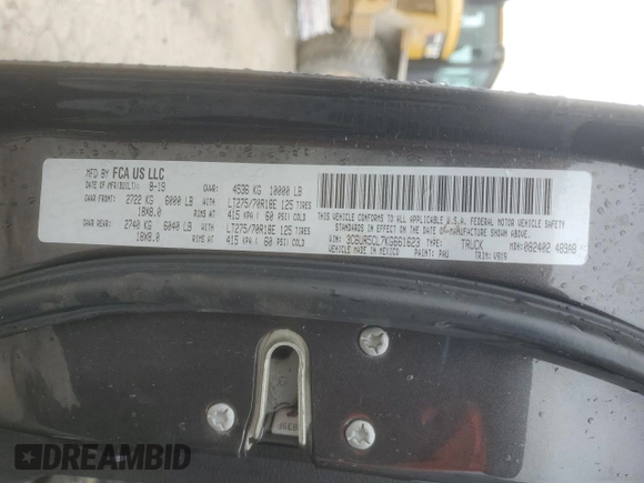 2019 Ram 2500 Tradesman с VIN 3C6UR5CL7KG661623, выставлен на аукционе Copart как лот 48976095 с пробегом 155 841 миль миль и На запчасти • Non repairable. История ставок и продаж доступна на DreamBid. Изображение 12.